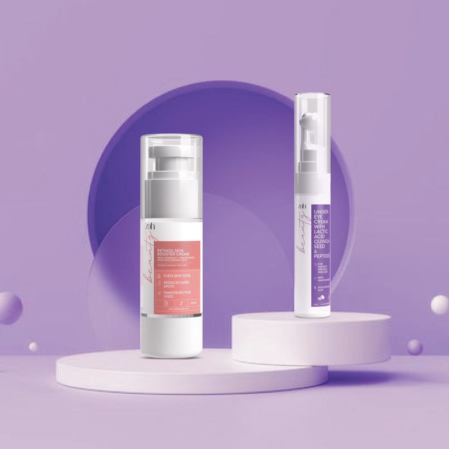 ZAH BEAUTY Night Repair Duo | Retinol & Peptide Night Cream + Under Eye Gel | Anti-Aging, Hydration & Brightening Skincare Set