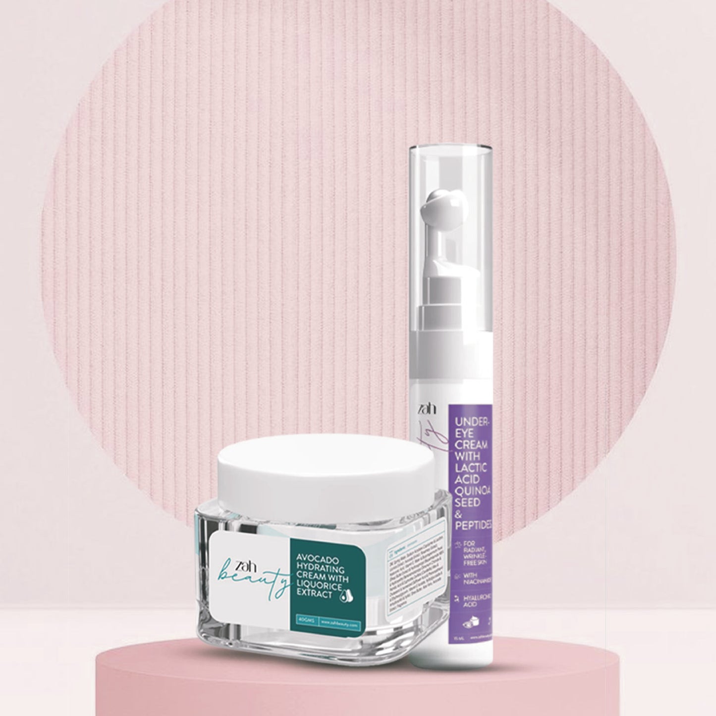 ZAH BEAUTY Hydrate & Brighten Duo | Avocado Hydrating Cream + Under Eye Gel | Deep Moisture, Dark Circle & Fine Line Care