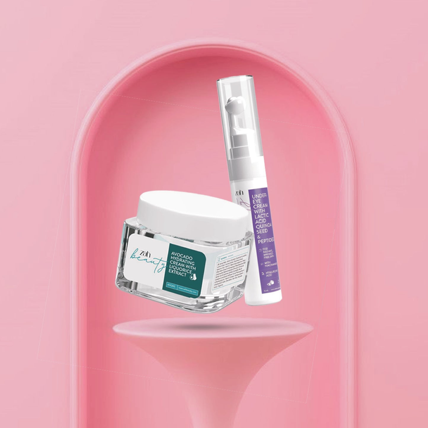 ZAH BEAUTY Hydrate & Brighten Duo | Avocado Hydrating Cream + Under Eye Gel | Deep Moisture, Dark Circle & Fine Line Care