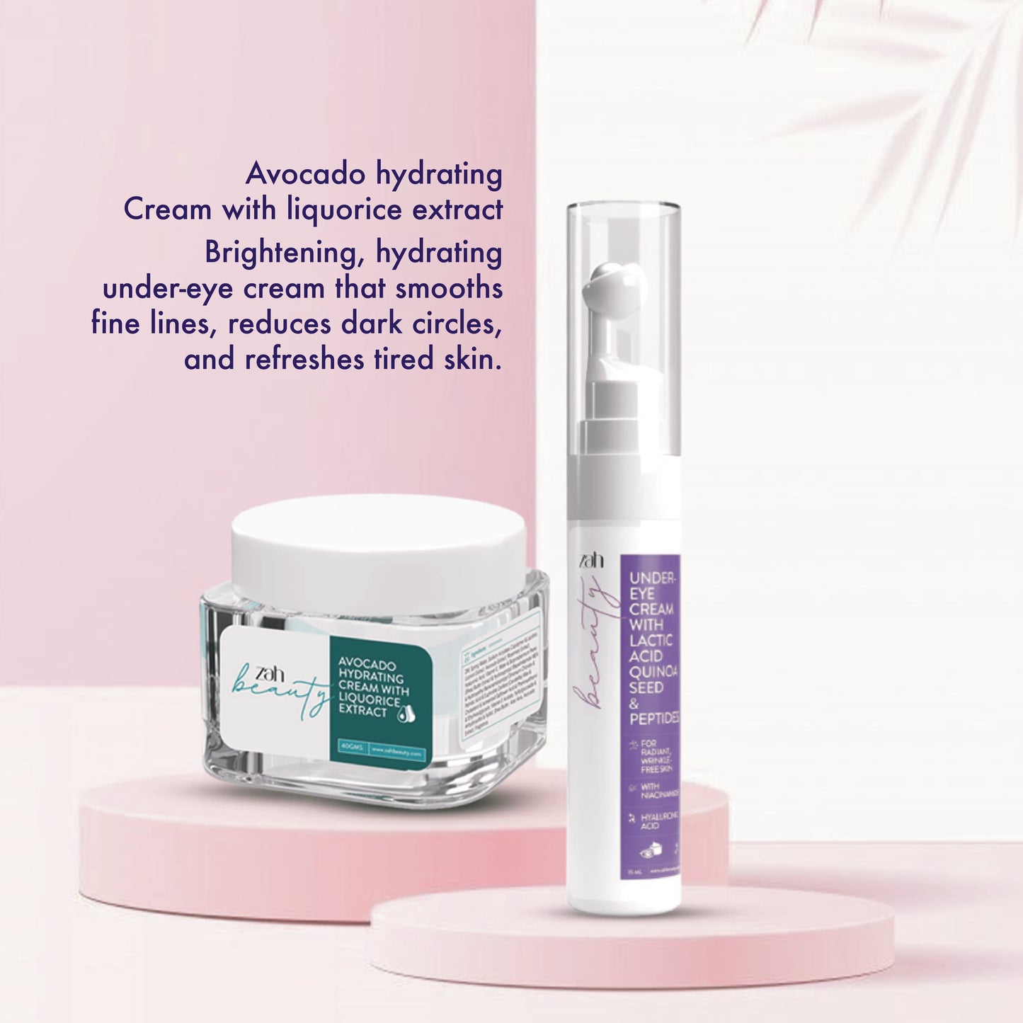 ZAH BEAUTY Hydrate & Brighten Duo | Avocado Hydrating Cream + Under Eye Gel | Deep Moisture, Dark Circle & Fine Line Care