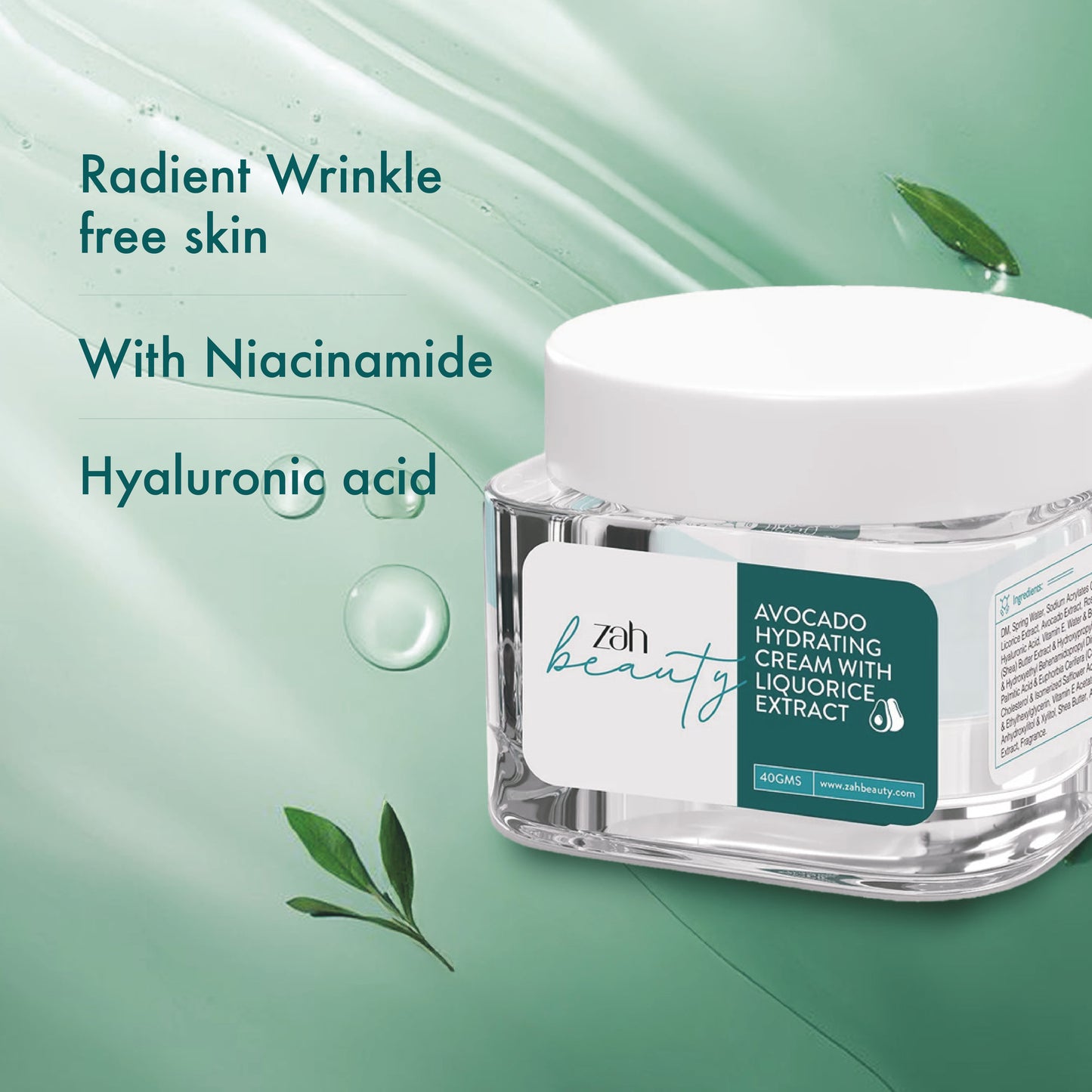 Avocado Hydrating Cream | With Avocado Extract, Licorice, Hyaluronic Acid & Niacinamide | Deep Moisture + Brightening + Skin Barrier Care