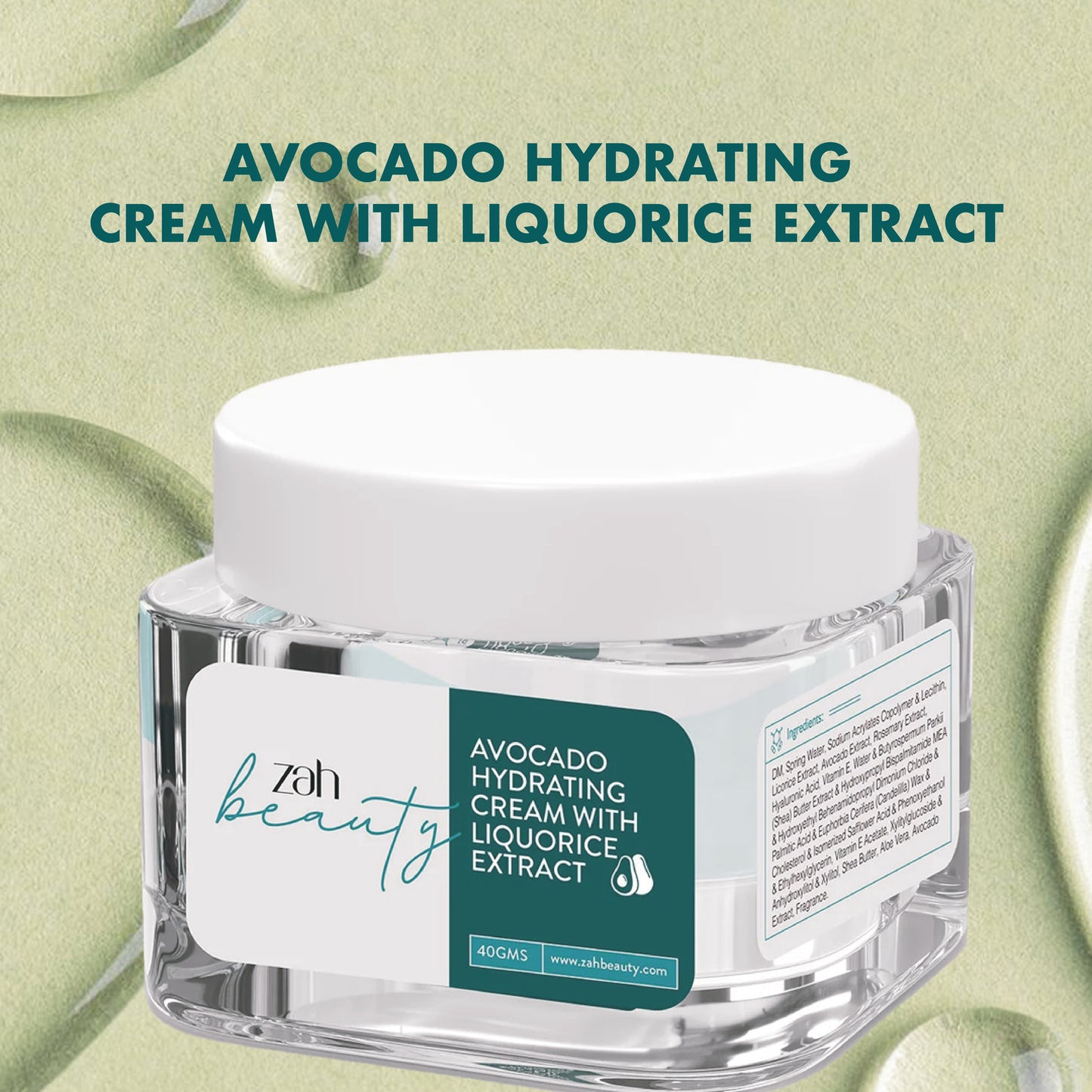Avocado Hydrating Cream | With Avocado Extract, Licorice, Hyaluronic Acid & Niacinamide | Deep Moisture + Brightening + Skin Barrier Care
