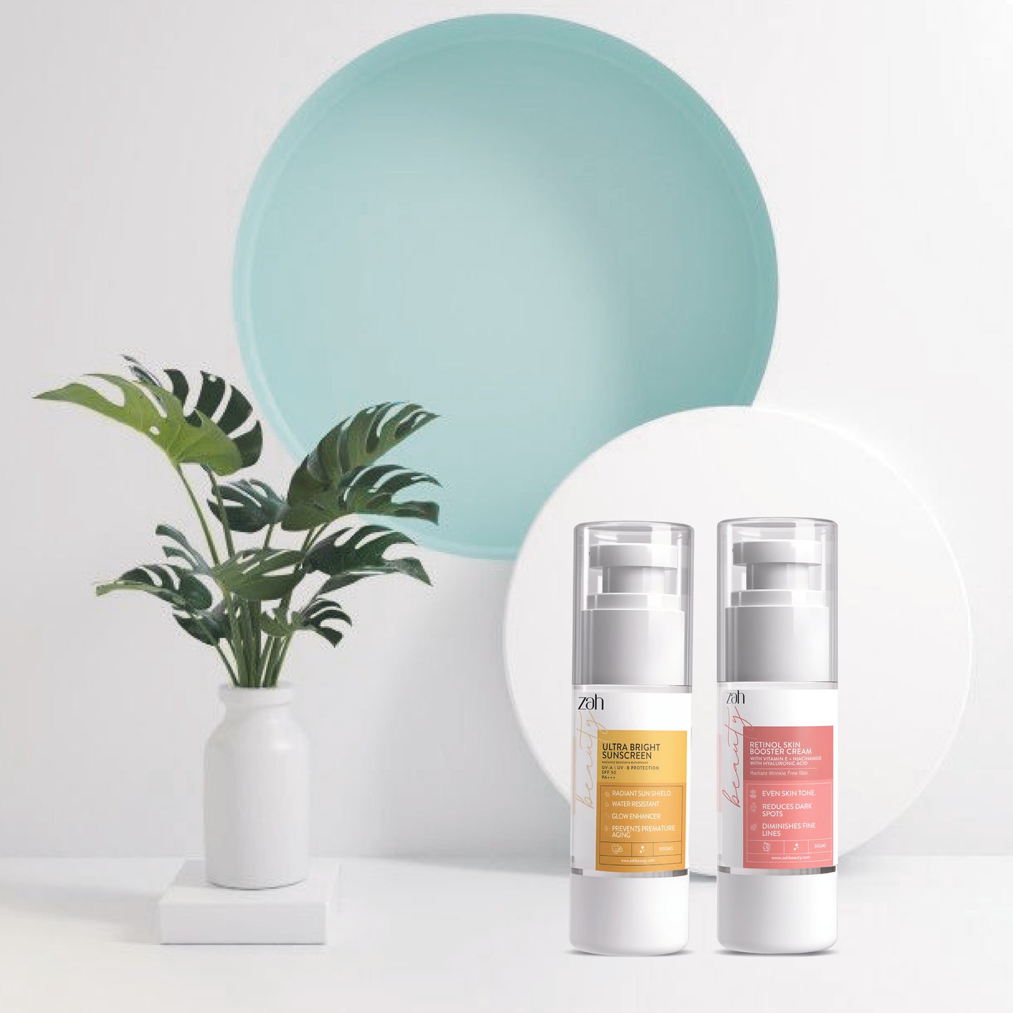 ZAH BEAUTY Day & Night Repair Duo | Retinol & Peptide Night Cream + Ultra Bright Sunscreen | Anti-Aging, Hydration & Broad-Spectrum UV Defense