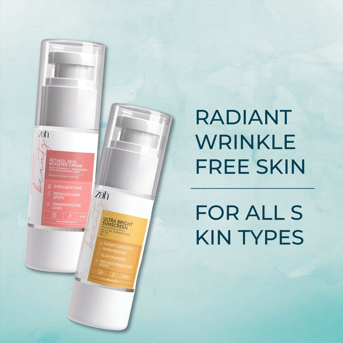 ZAH BEAUTY Day & Night Repair Duo | Retinol & Peptide Night Cream + Ultra Bright Sunscreen | Anti-Aging, Hydration & Broad-Spectrum UV Defense