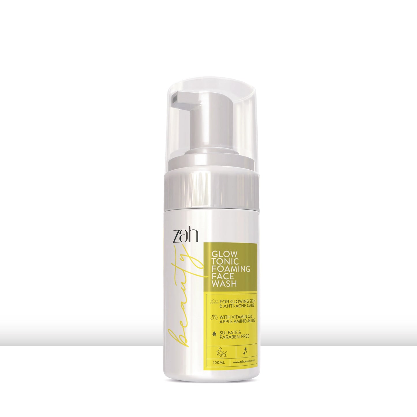Zah Beauty Glow Tonic Foaming | With Vitamin C, 1% Salicylic Acid & Hyaluronic Acid | Brightening, Oil Control & Acne Care Face Wash (100 ml)