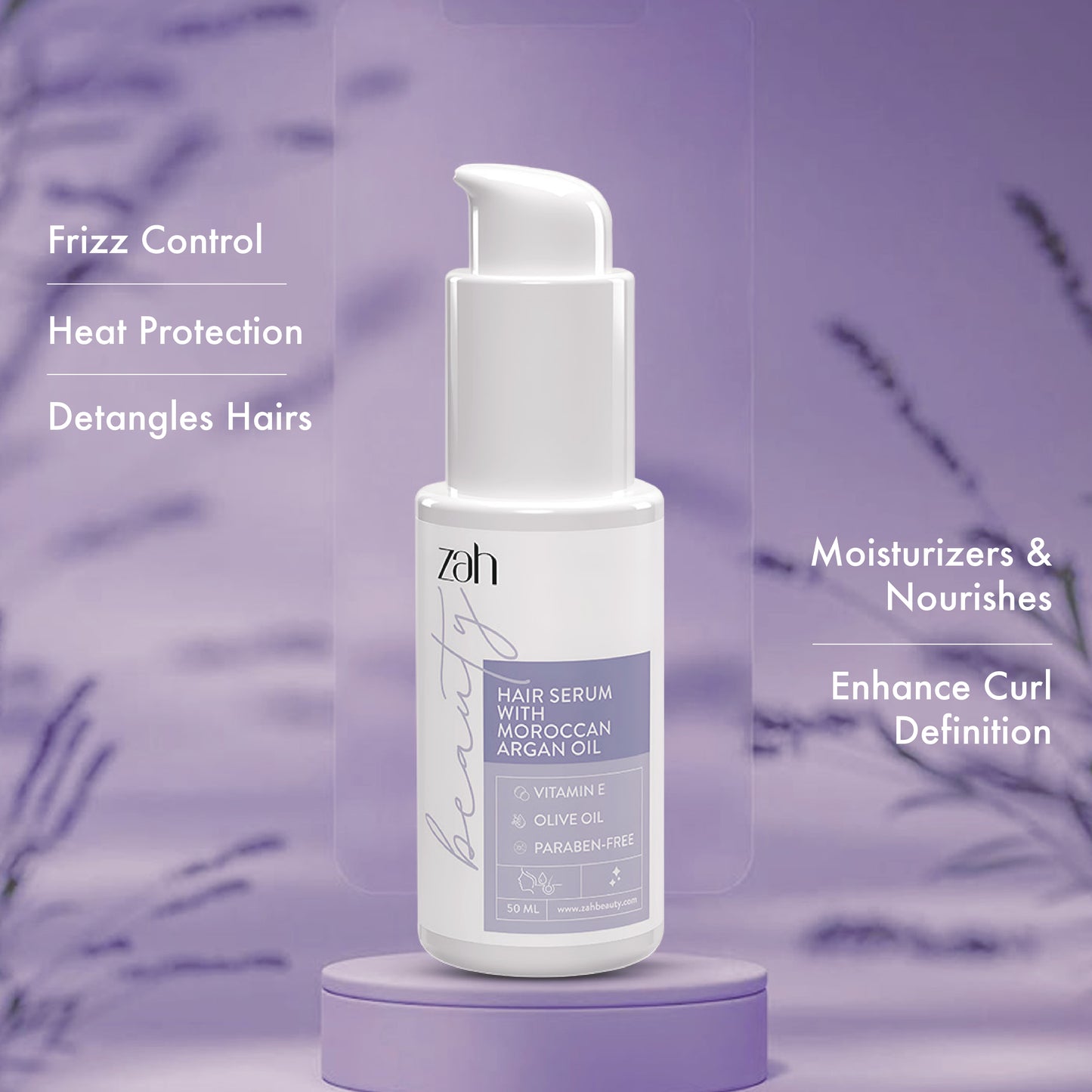 Hair Serum | With Moroccan Argan Oil, Olive Oil & Vitamin E | Frizz Control + Shine + Heat Protection