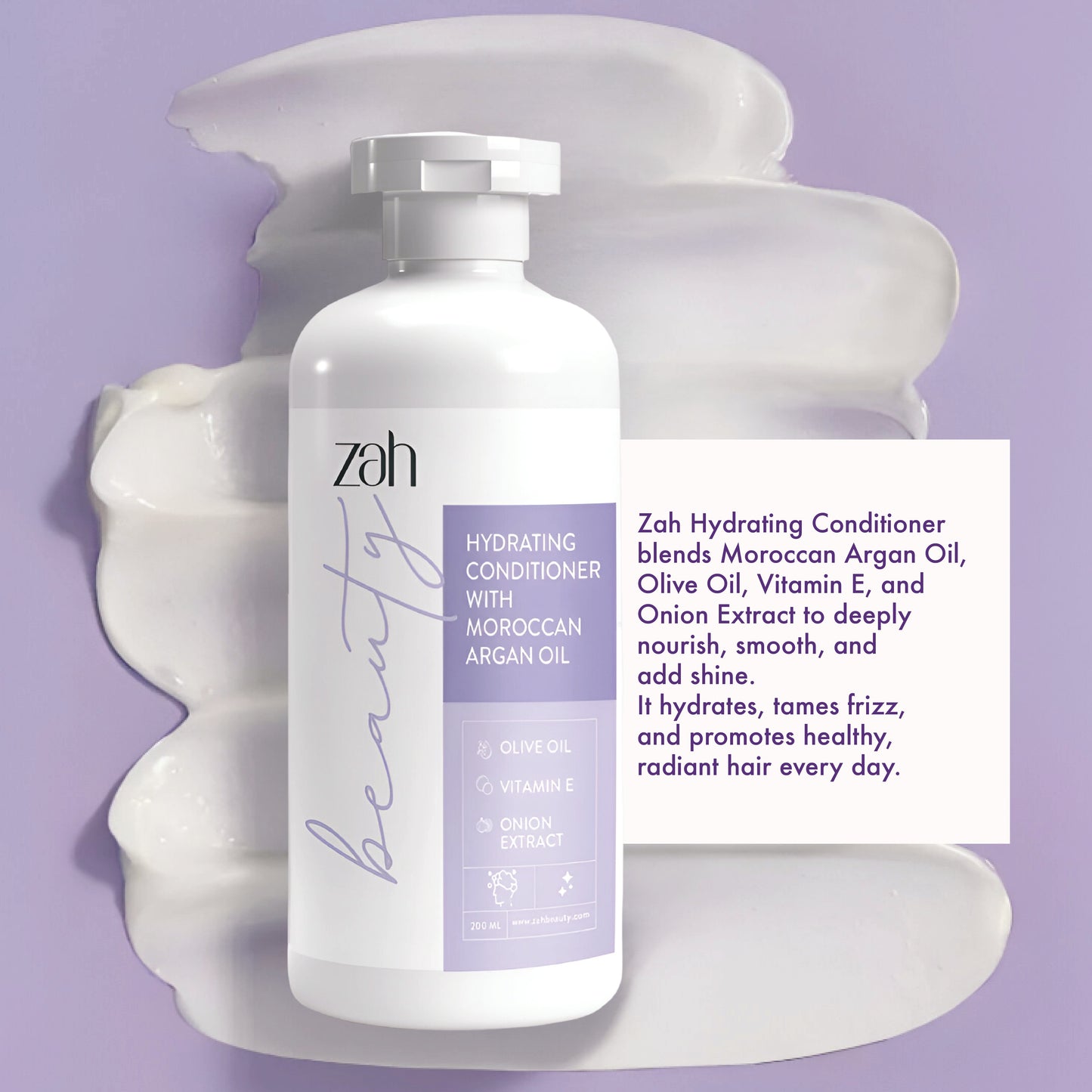 Hydrating Conditioner | With Moroccan Argan Oil, Olive Oil, Onion Extract, Keratin & Vitamin E | Frizz Control + Strength + Shine