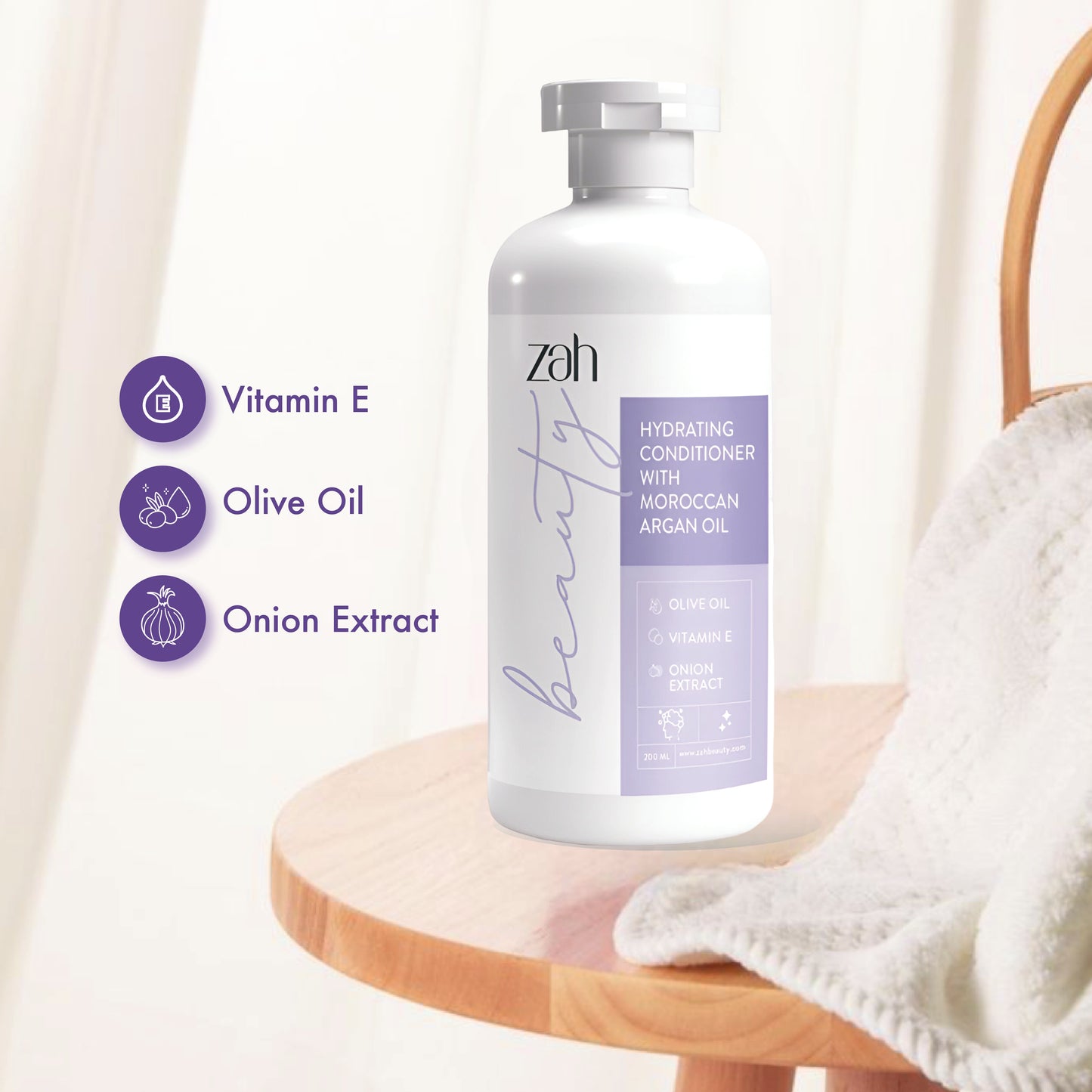 Hydrating Conditioner | With Moroccan Argan Oil, Olive Oil, Onion Extract, Keratin & Vitamin E | Frizz Control + Strength + Shine