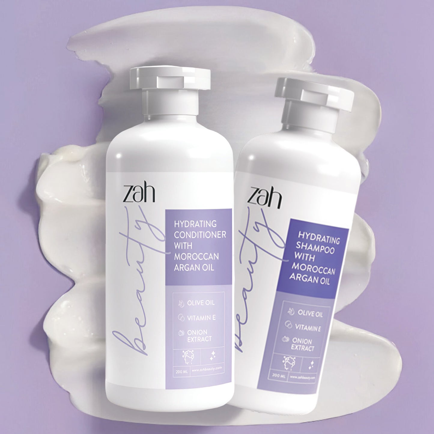 ZAH BEAUTY Moroccan Argan Oil Shampoo & Conditioner Duo | With Argan Oil, Olive Oil, Keratin, Onion Extract & Vitamin E | Nourishing, Strengthening, Frizz Control & Shine Boost