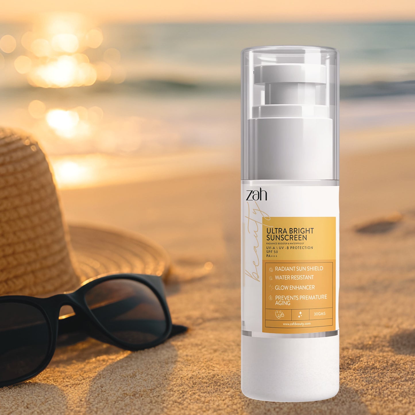 Ultra Bright Sunscreen | With Zinc Oxide, Dimethicone Complex & Antioxidants | Water-Resistant UV Shield for Radiant Skin