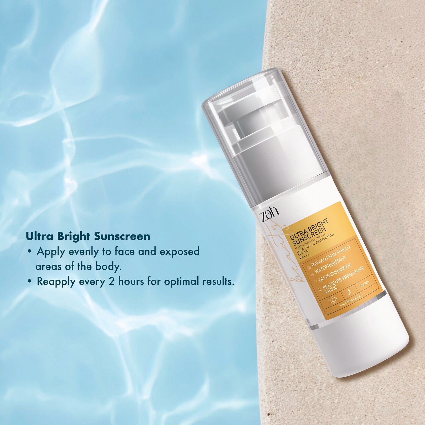 Ultra Bright Sunscreen | With Zinc Oxide, Dimethicone Complex & Antioxidants | Water-Resistant UV Shield for Radiant Skin