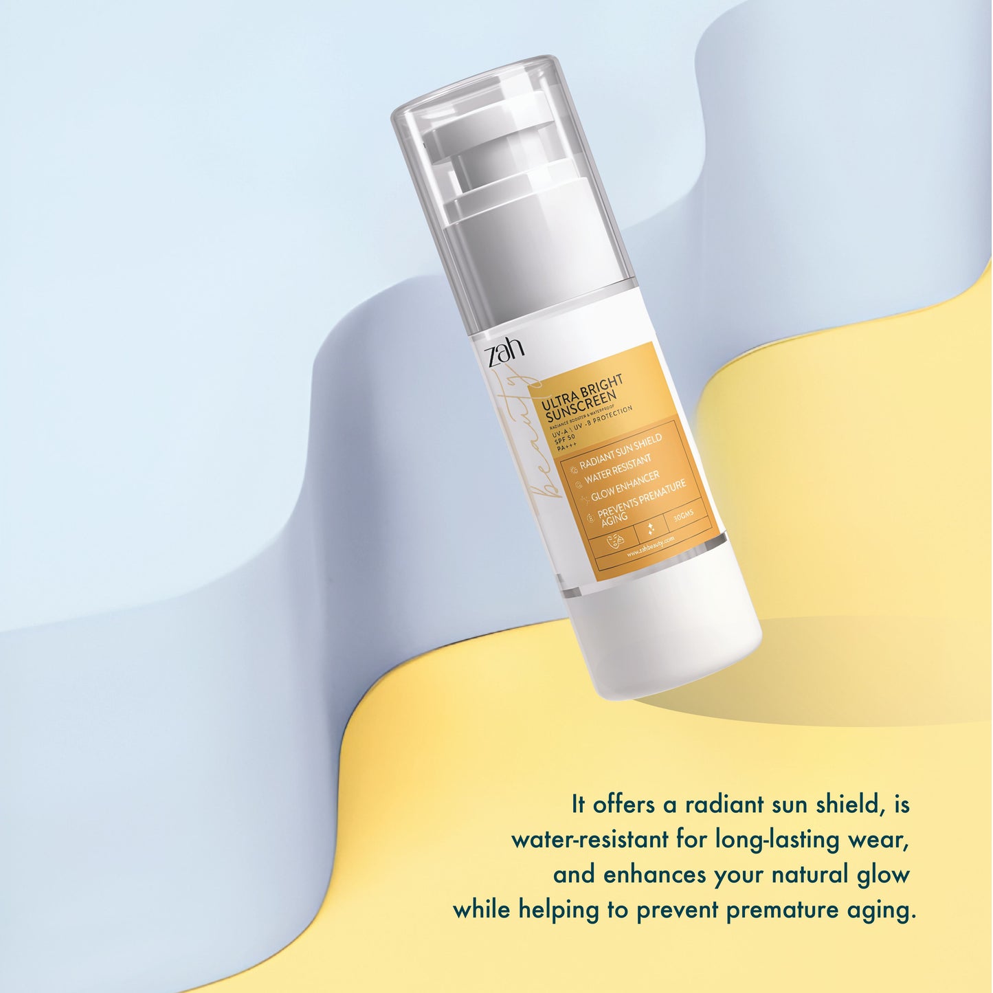 Ultra Bright Sunscreen | With Zinc Oxide, Dimethicone Complex & Antioxidants | Water-Resistant UV Shield for Radiant Skin