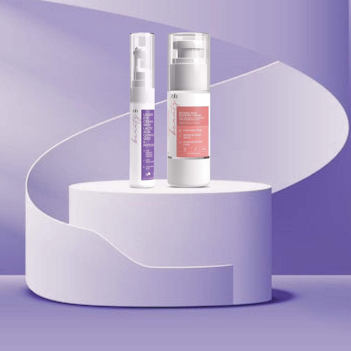 ZAH BEAUTY Night Repair Duo | Retinol & Peptide Night Cream + Under Eye Gel | Anti-Aging, Hydration & Brightening Skincare Set