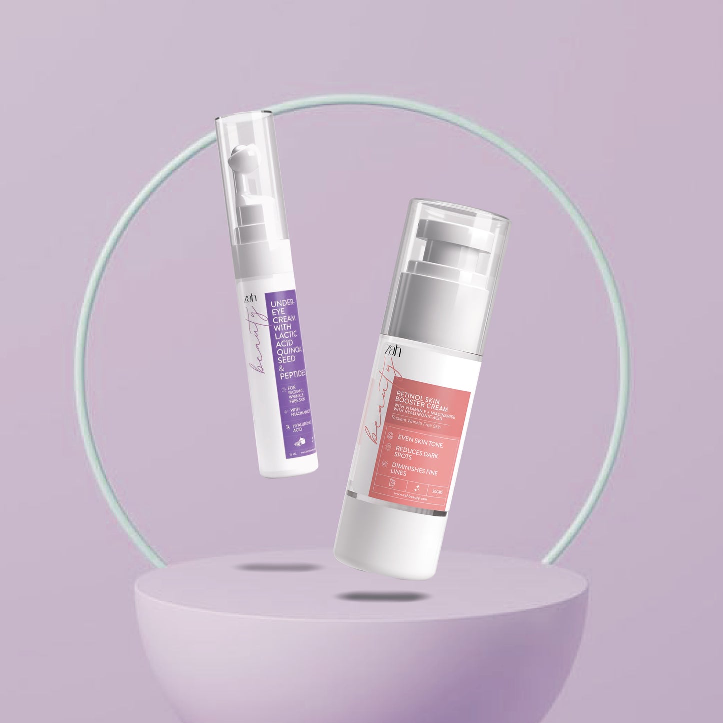 ZAH BEAUTY Night Repair Duo | Retinol & Peptide Night Cream + Under Eye Gel | Anti-Aging, Hydration & Brightening Skincare Set