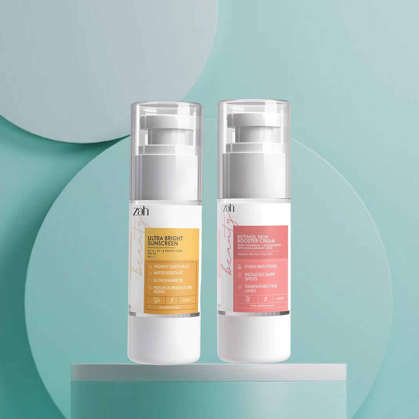 ZAH BEAUTY Day & Night Repair Duo | Retinol & Peptide Night Cream + Ultra Bright Sunscreen | Anti-Aging, Hydration & Broad-Spectrum UV Defense