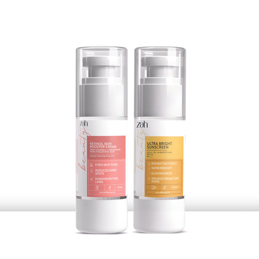 ZAH BEAUTY Day & Night Repair Duo | Retinol & Peptide Night Cream + Ultra Bright Sunscreen | Anti-Aging, Hydration & Broad-Spectrum UV Defense