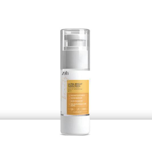 Ultra Bright Sunscreen | With Zinc Oxide, Dimethicone Complex & Antioxidants | Water-Resistant UV Shield for Radiant Skin